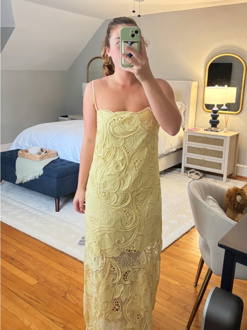 ASOS Pale Yellow Lace Maxi Slip Dress